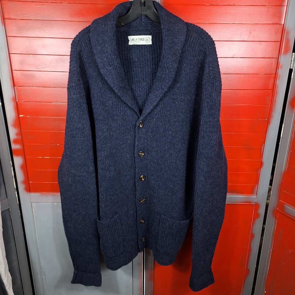 LINE OF TRADE Mens Dockside Cardigan shetland wool size XXL
